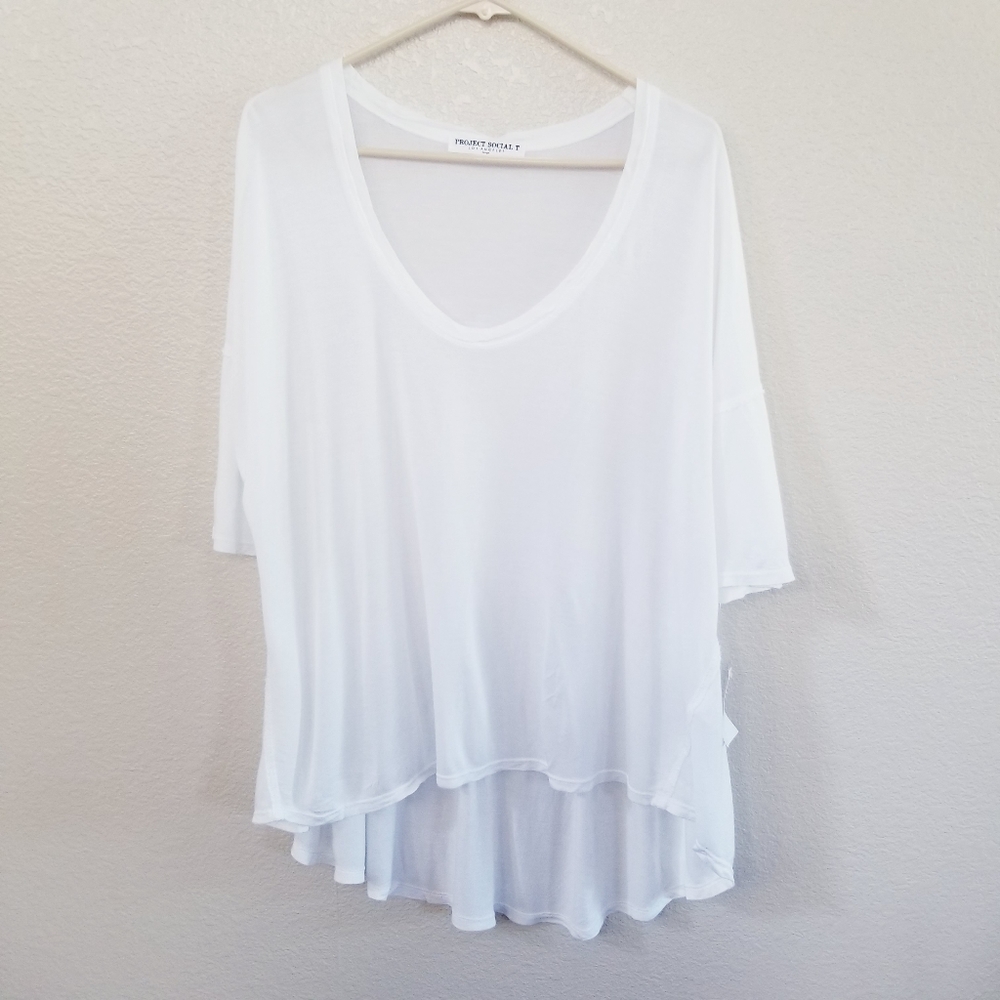 Project Social T White Scoop Neck Tee Size Large